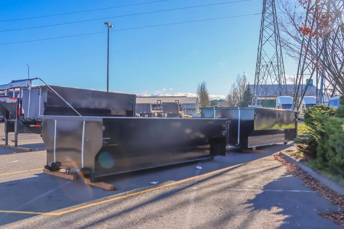 Roll-off dumpster ready for waste disposal at job site for 4 Yard Dumpster Rental in West Hanover